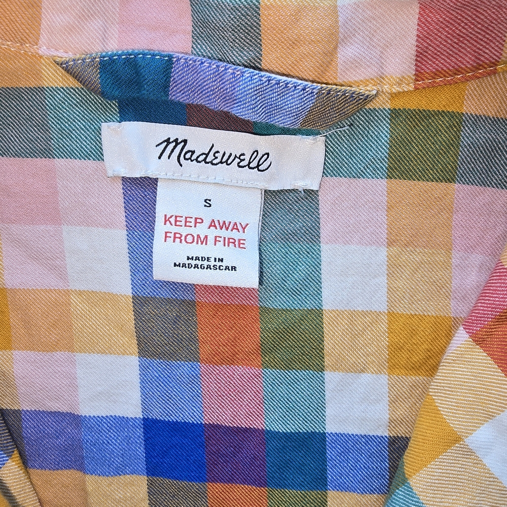 Madewell Rainbow Checkered Button Down Short Slee… - image 6